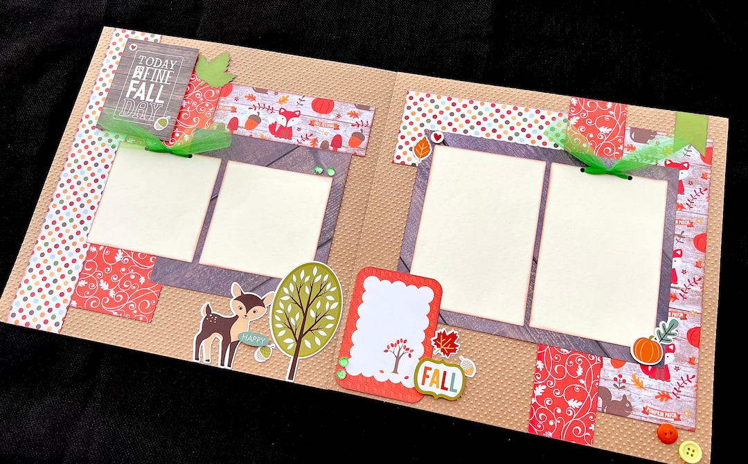 Fall Scrapbook Page Kit – 12x12 Precut Family Scrapbook Layout, DIY ...