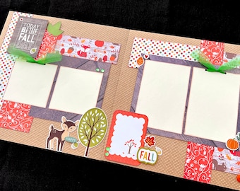 Fall Scrapbook Page Kit – 12x12 Precut Family Scrapbook Layout, DIY Autumn Scrapbook Kit, Premade Pages, Thanksgiving Layout, Memory Album