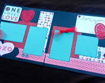 Love Scrapbook Page Kit, 12x12 Scrapbooking Layouts, Layout Kits to Make, DIY Scrapping, Premade Valentine Pages, Pre made memory album