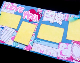 Love Scrapbook Page Kit, 12x12 Scrapbooking Layouts, Layout Kits to Make, DIY Scrapping, Premade Valentine Pages, Pre made memory album