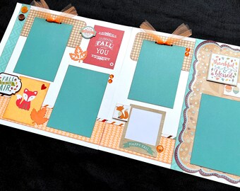 12x12 Fall Scrapbook Page Kit, 12x12 Premade Family Scrapbook, 12x12 Premade Scrapbook pages, 12x12 Scrapbook Page, Fall Scrapbook Layout