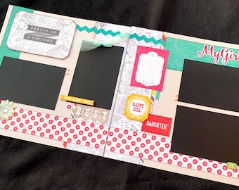 Baby Girl Scrapbook Page Kit, 12x12 Scrapbooking Layouts, Layout Kits to Make, DIY Scrapping, Premade Toddler Pages, Pre made Memory Album