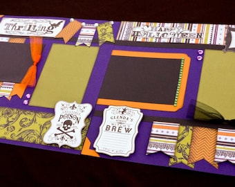 Halloween Scrapbook Page Kit, 12x12 Scrapbooking Layouts, Layout Kits to Make, DIY Scrapping, Premade Trick or Treat Pages, Pre made Album