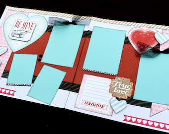 Love Scrapbook Page Kit, 12x12 Scrapbooking Layouts, Layout Kits to Make, DIY Scrapping, Premade Valentine Pages, Pre made memory album