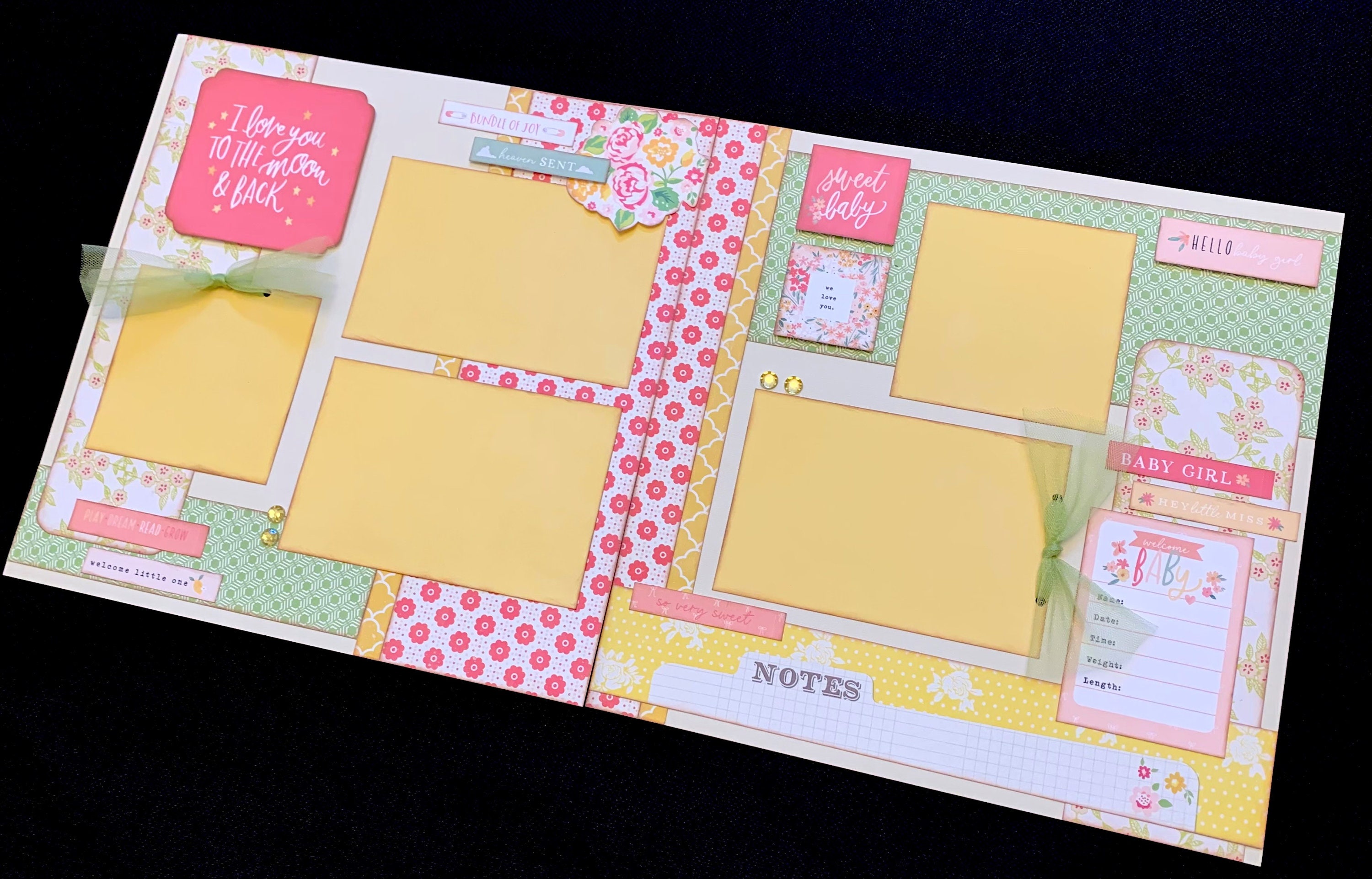 NEW BABY GIRL - Premade Scrapbook Pages - EZ Layout 46