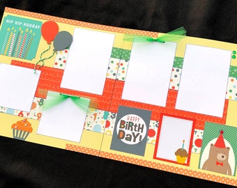 Birthday Scrapbook Page Kit, 12x12 Scrapbooking Layouts, Layout Kits to Make, DIY Scrapping, Premade Party Pages, Pre made Memory Album