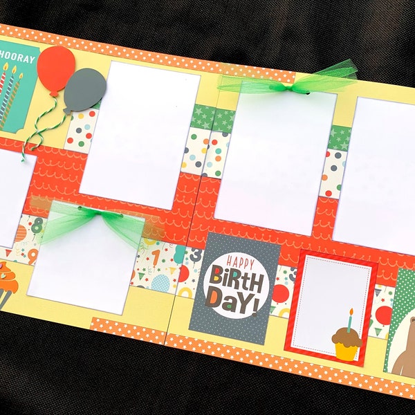 12x12 Birthday Scrapbook Page Kit, 12x12 Premade Birthday Scrapbook, 12x12 Premade Scrapbook pages, 12x12 Scrapbook Page, Birthday Layout