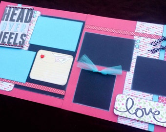 Love Scrapbook Page Kit, 12x12 Scrapbooking Layouts, Layout Kits to Make, DIY Scrapping, Premade Valentine Pages, Pre made memory album