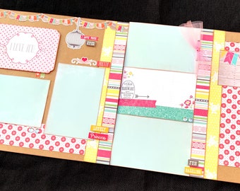 Baby Girl Scrapbook Page Kit, 12x12 Scrapbooking Layouts, Layout Kits to Make, DIY Scrapping, Premade Infant Pages, Pre made Daughter Album
