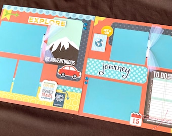 Vacation Scrapbook, 12x12 Premade Scrapbook Page, Summer Scrapbook Page, Scrapbook Premade Page, 12x12 Scrapbook Layout, Travel Scrapbook