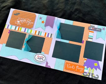 Halloween Scrapbook Page Kit, 12x12 Scrapbooking Layouts, Layout Kits to Make, DIY Scrapping, Premade Trick or Treat Pages, Pre made Album
