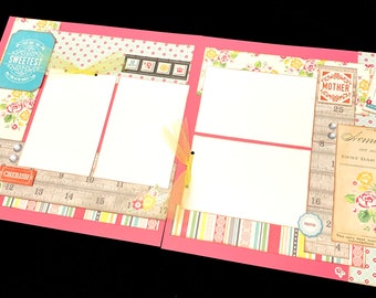 Baby Girl Scrapbook Page Kit, 12x12 Scrapbooking Layouts, Layout Kits to Make, DIY Scrapping, Premade Infant Pages, Pre made Daughter Album