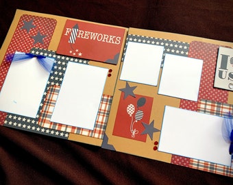 4th of July Scrapbook Page Kit: 12x12 Scrapbooking Layouts, Layout Kits to Make, DIY Scrapping, Premade Military Pages, Pre made Veteran kit