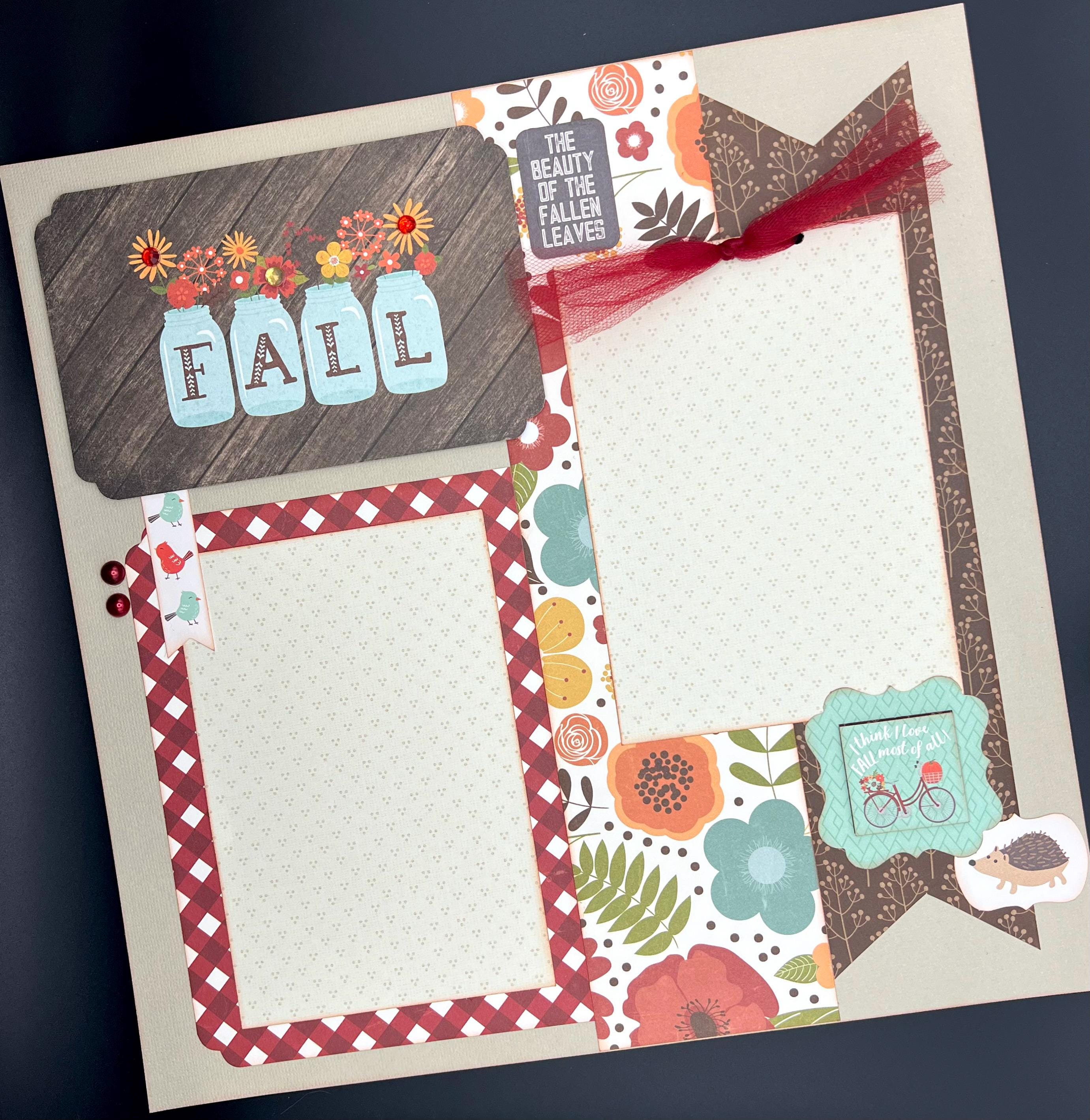 12x12 Fall Scrapbook Page Kit, 12x12 Premade Family Scrapbook, 12x12 ...