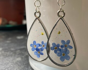 Forget Me Not real Flower Handmade Resin Earrings | Anniversary Gift | Floral Earrings | Gift for Her | Floral Jewellery | Flower Jewellery