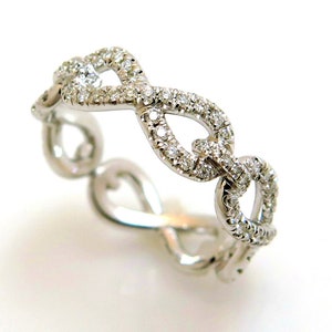 Infinity Diamond Ring, Diamond Wedding Band, 14K Gold Diamond Ring, Infinity Wedding Band, Eternity Diamond Band, Pave Diamond Ring, Unique