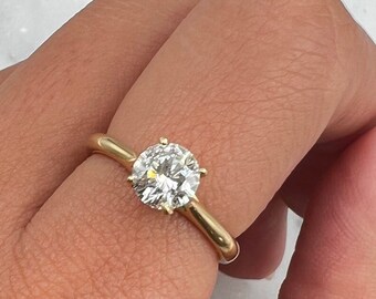 Solitaire Engagement Ring, Diamond Engagement Ring, 14k diamond ring, Round diamond Ring, Yellow/White/rose Gold Ring, Fine Diamond Jewelry