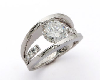 Fancy Diamond Ring, Top Quality Diamond Ring, Modern Engagement Ring, Tension Diamond Ring, 14k Diamond Ring, Luxurious Engagement Ring, 18k