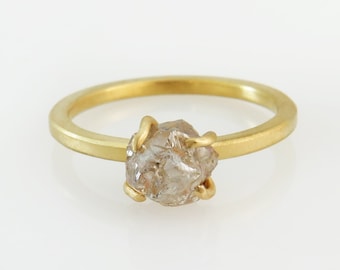 14K 18K Gold Raw Diamond Ring, Solitaire Engagement Ring, Rough Diamond Jewelry, Prong Setting, Modern Unique Ring