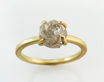 Raw Diamond Ring, Solid Gold Ring, Unique Diamond Ring, Solitaire Engagement Ring, Uncut Diamond Ring, Rough Diamond Ring, Solid Gold Ring