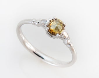 Yellow Diamond Ring, Diamond Engagement Ring, Diamond Wedding Ring, Diamond Ring For Women, Solid Gold Diamond Ring, 14k Gold Diamond Ring