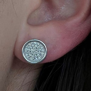 White Gold Earrings, Diamond Earrings, Round Earrings, Bridal Earrings, Circle Stud Earrings, Halo Earrings, Pave Earrings, Post Earrings