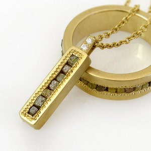 原石ダイヤモンドネックレス、18Kソリッドゴールドネックレス、ダイヤモンドペンダントネックレス、女性用ダイヤモンドネックレス、バーネックレス、天然ダイヤモンドネックレス