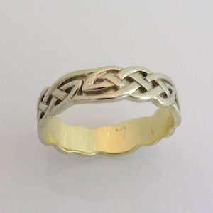 14K White Gold Celtic Wedding Band: Braided Knot Ring