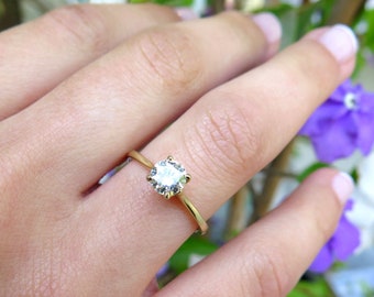 Moissanite Ring, Promise Ring, Solitaire Engagement Ring, Moissanite Forever One Ring, Charles and Colvard Ring, Ethical Engagement Ring