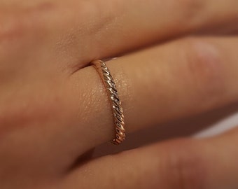 14k Gold Ring For Women, Rose Gold Wedding Band, Vintage Wedding Ring, Twisted Ring, Minimalist Band,Unique Wedding Band,Simple Wedding Ring