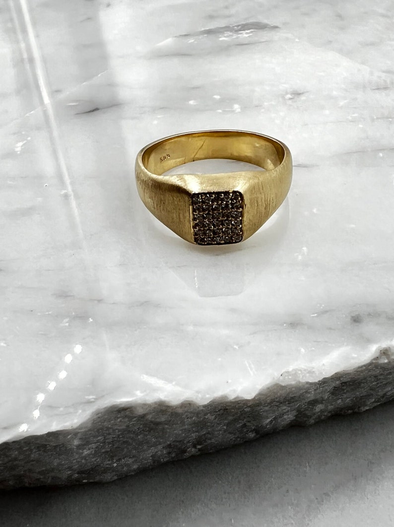 Black Diamond Ring, Statement Ring, 14k Gold Diamond Ring, Fine Jewelry, Multistone Rings, Pave Ring, Signet Ring, Cluster Ring, Pinky Ring image 4