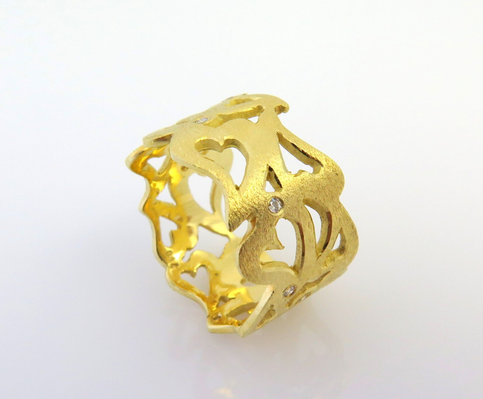 Filigree Wedding Ring Wide Wedding Band Diamond Wedding Etsy