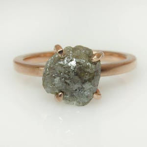 Raw Diamond Ring, Rustic Engagement Ring, Uncut Diamond Ring, Grey Diamond Ring, Unique engagement ring, Alternative engagement ring, 18k