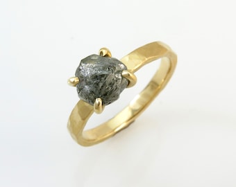 Raw Diamond Ring, Solitaire Engagement Ring, Natural Diamond Ring, Alternative Engagement Ring, Rustic Engagement Ring, Boho Diamond Ring