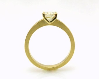 Diamond Solitaire Engagement Ring, 18k Yellow Gold Ring, Promise Diamond Ring, Natural Diamond Ring,  Unique Engagement Ring, Modern Ring