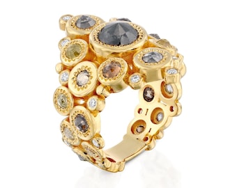 Fancy Diamond Ring, Luxurious Diamond Ring, Statement Diamond Ring, 18K Diamond Ring, Natural Diamond Ring, Cocktail Diamond Ring, Cluster