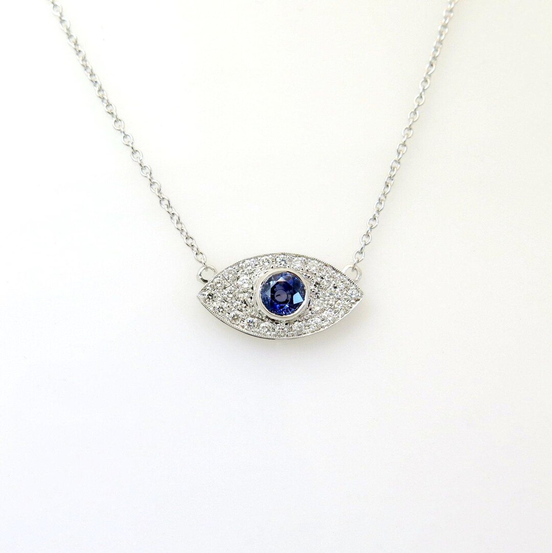 Evil Eye Diamond Necklace, Diamond Pendant Necklace, Diamond Necklace ...