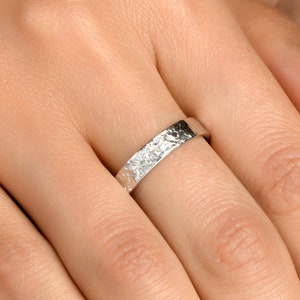 Women Wedding Band, Unique Wedding Ring, 14K Gold Wedding Band, Unisex Wedding Band, 18K White Gold Ring, Rustic Wedding Band, Textured Ring