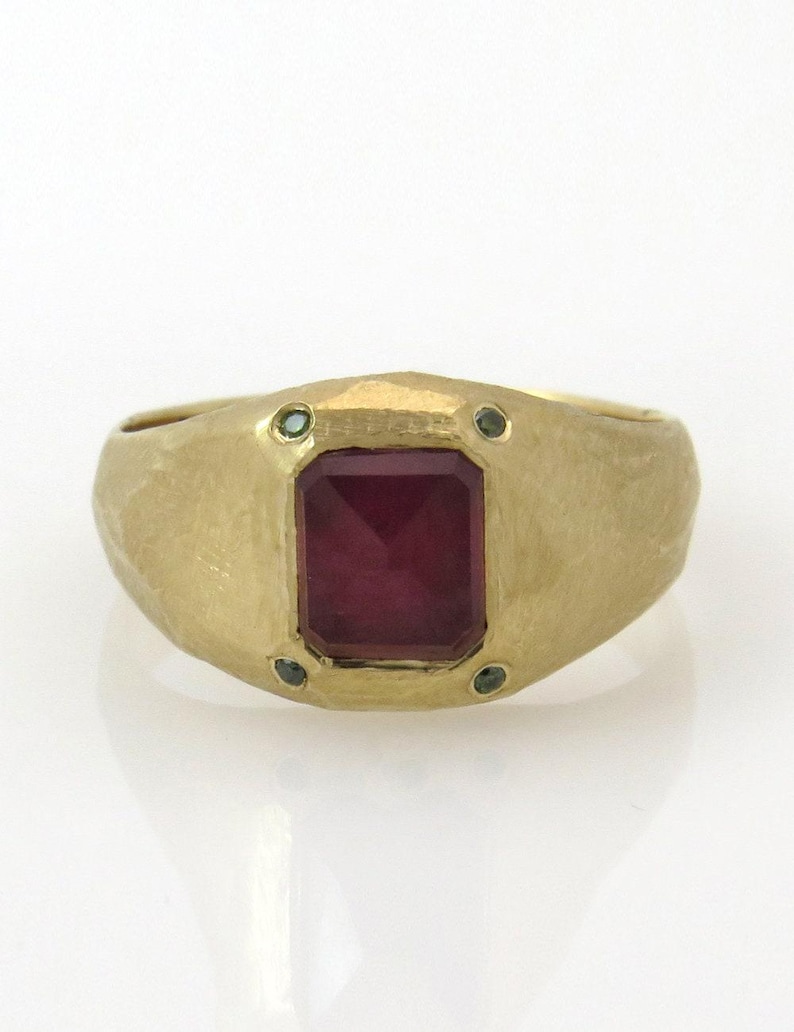 Statement Ring, Ruby Ring, Multistone Ring, Cocktail Ring, 18K Diamond Ring, Bezel Ring, Rose Cut Ring, Signet Ring, Ruby And Diamond Ring
