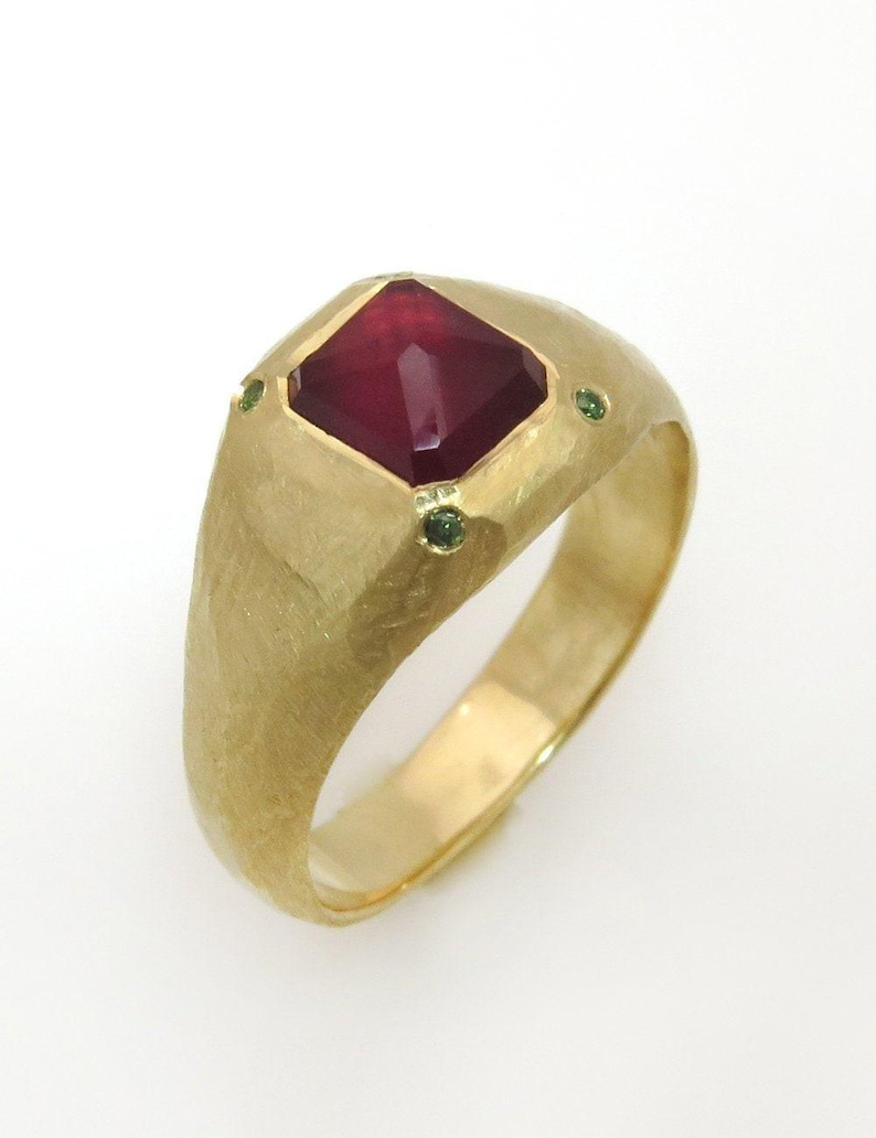 Statement Ring, Ruby Ring, Multistone Ring, Cocktail Ring, 18K Diamond Ring, Bezel Ring, Rose Cut Ring, Signet Ring, Ruby And Diamond Ring