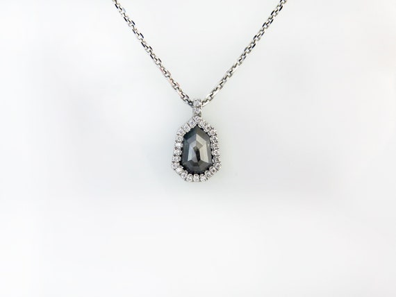 Grey Diamond Necklace Diamond Pendant Necklace Natural Diamond Necklace Halo Diamond Necklace Grey White Diamond Necklace Fancy 14k Etsy
