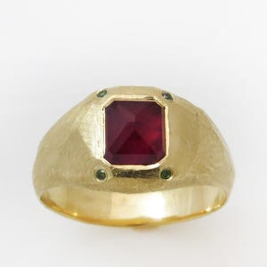 Statement Ring, Ruby Ring, Multistone Ring, Cocktail Ring, 18K Diamond Ring, Bezel Ring, Rose Cut Ring, Signet Ring, Ruby And Diamond Ring