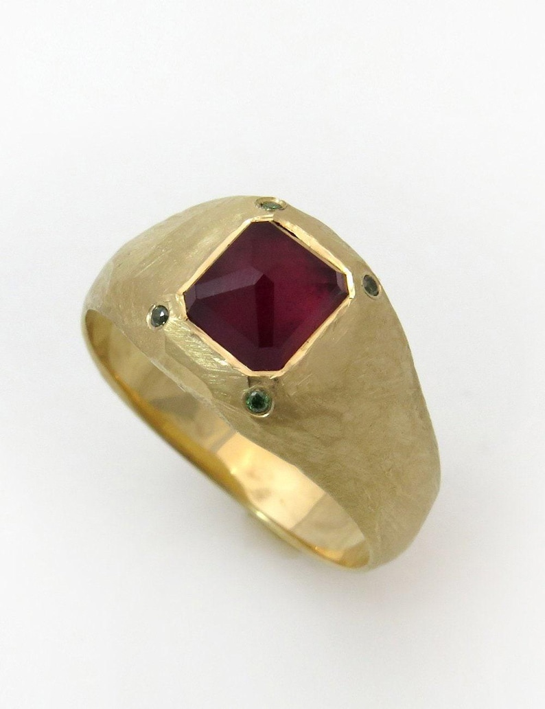 Statement Ring, Ruby Ring, Multistone Ring, Cocktail Ring, 18K Diamond Ring, Bezel Ring, Rose Cut Ring, Signet Ring, Ruby And Diamond Ring