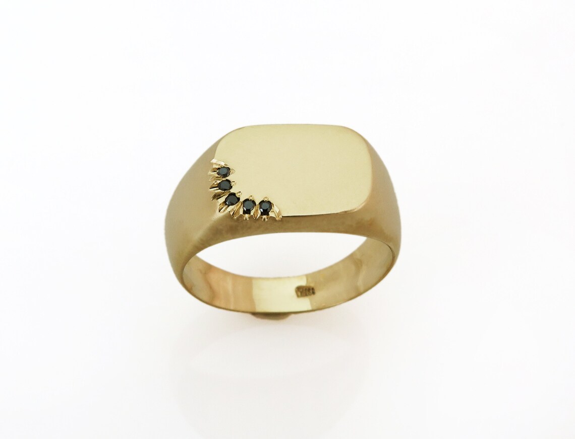 14K Gold Ring for Men Men Diamond Ring Black Diamond Ring Etsy