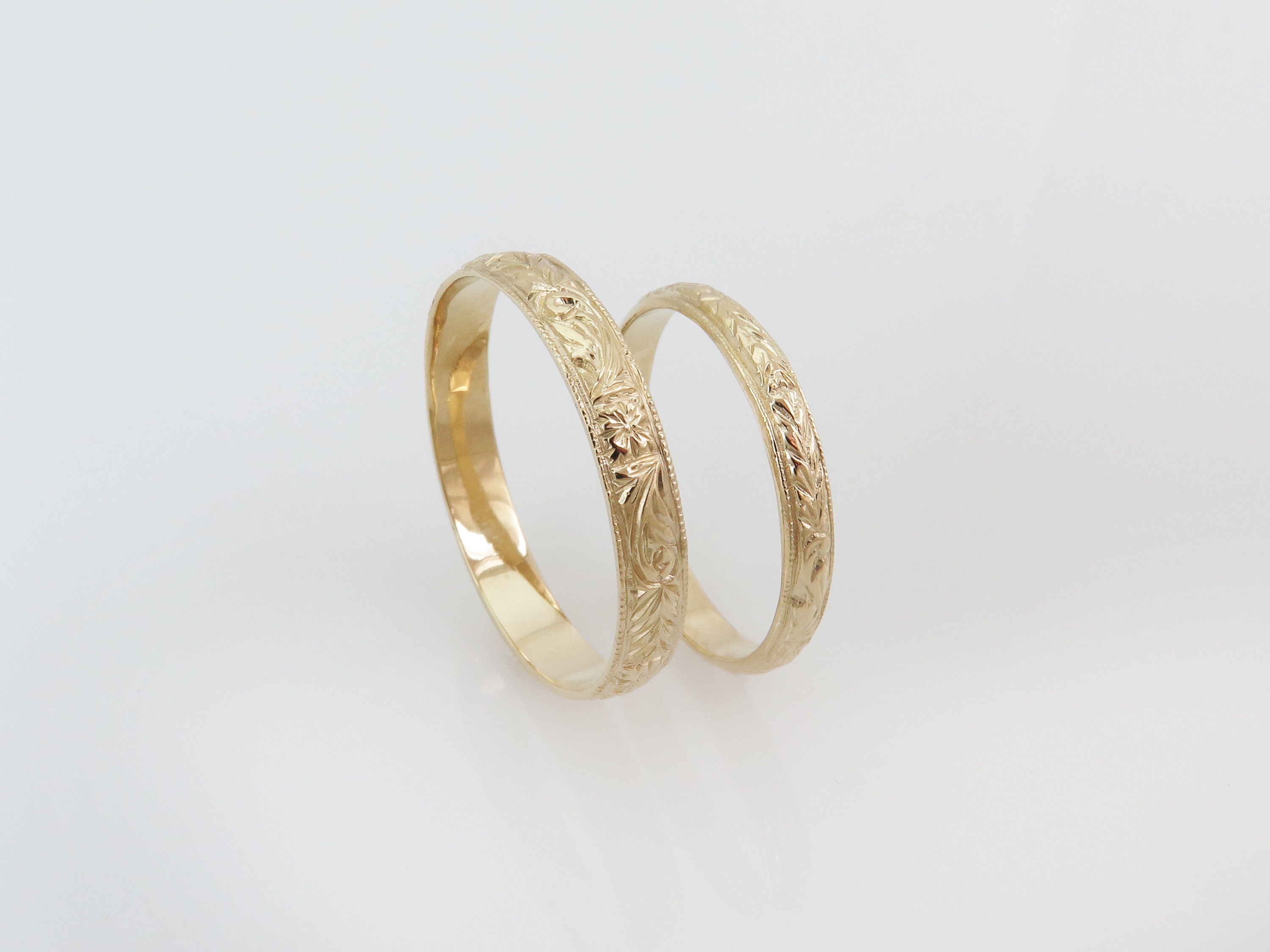 Unisex Wedding Band Couples Rings 14k Gold Wedding Ring Set - Etsy