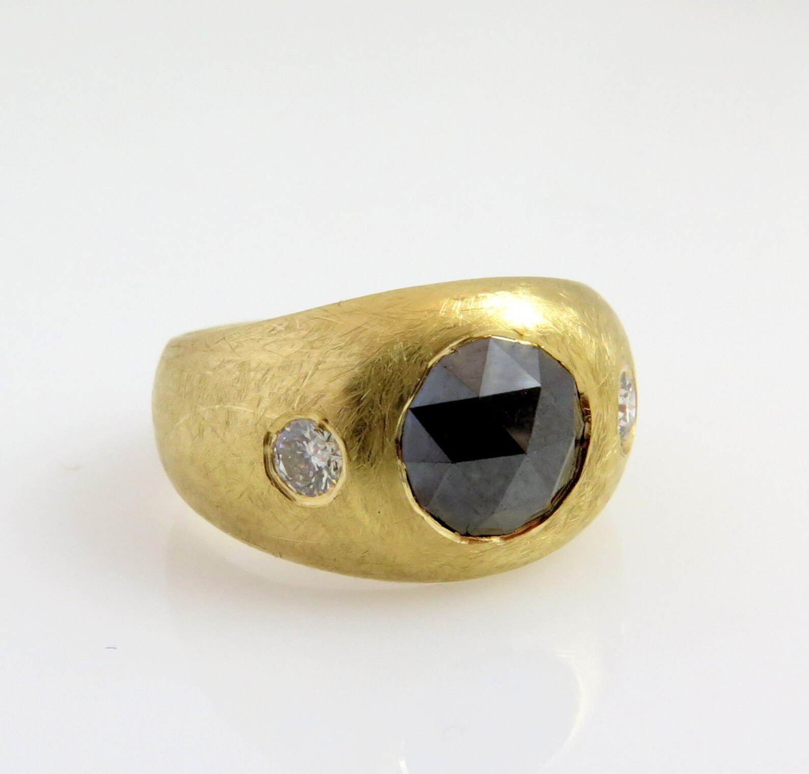 Black Diamond Ring Ring 18k Diamond Ring Statement Etsy