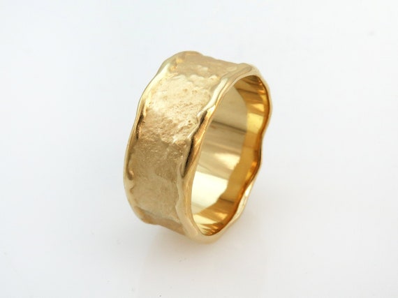 Wedding Ring for Women 14K Gold Statement Ring Wide Band Ring