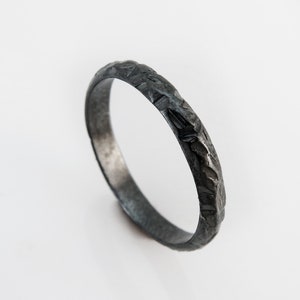 Men Wedding Band, Black Silver Ring, Unique Wedding Ring, Oxidized Jewelry, Oxidized Silver Ring, Rustic Wedding Band, Textured Wedding Band