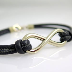 Men Infinity bracelet, 14k gold bracelet, Men Leather bracelet, Natural white gold Bracelet, men Gold bracelet, men Woven gold bracelet