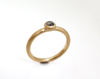 Anillo de diamantes solitario, anillo de diamantes sal y pimienta, anillo de compromiso de diamantes, anillo de diamantes rústico, anillo de diamantes delicado, anillo de diamantes de 14 quilates, 18 quilates